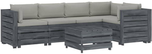 6-piece garden sofa made of pallets + taupe pillows wood 3052063 3052063 - Garden Furniture - Main image