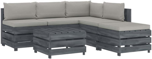6-piece garden sofa made of pallets + taupe pillows wood 3052069 3052069 - Garden Furniture - Main image