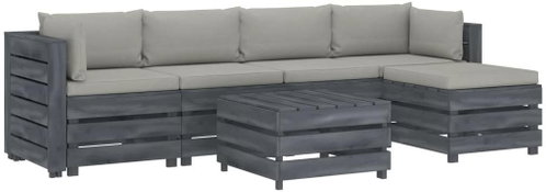6-piece garden sofa made of pallets + taupe pillows wood 3052070 3052070 - Garden Furniture - Main image