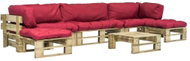 6-piece garden sofa made of pallets and red cushions wood 275322 275322 - Garden Furniture