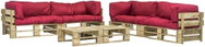 6-piece garden sofa made of pallets and red cushions wood 275328 275328 - Garden Furniture