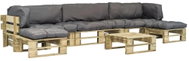 6-piece garden sofa made of pallets and gray cushions wood 275321 275321 - Garden Furniture