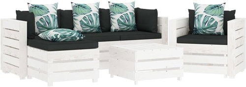 6-piece Garden Sofa Set of Pallets Flowered Cushion Wood 3051993 3051993 - Garden Furniture - Main image