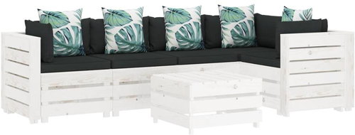 6-piece Garden Sofa Set of Pallets Flowered Cushion Wood 3051994 3051994 - Garden Furniture - Main image