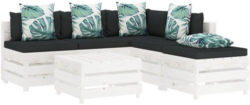 6-piece garden sofa set of pallets flowered cushion wood 3052000 3052000 - Garden Furniture - Main image