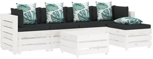 6-piece garden sofa set of pallets flowered cushion wood 3052001 3052001 - Garden Furniture - Main image