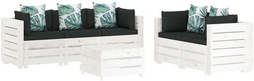 6-piece Garden Sofa Set of Pallets Flowery Cushion Wood 3052003 3052003 - Garden Furniture - Main image