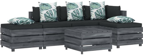 6-piece garden sofa set of pallets flowered cushion wood 3052128 3052128 - Garden Furniture - Main image