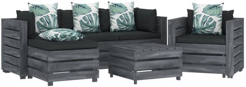 6-piece Garden Sofa made of Pallets Flowered Cushion Wood 3052131 3052131 - Garden Furniture - Main image