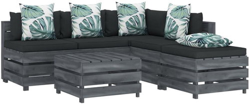 6-piece garden sofa set of pallets flowered cushion wood 3052138 3052138 - Garden Furniture - Main image