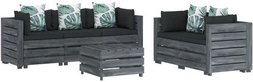 6-piece Garden Sofa Set of Pallets Flowery Cushion Wood 3052141 3052141 - Garden Furniture - Main image