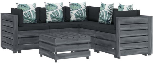 6-piece Garden Sofa Set of Pallets Flowered Cushion Wood 3052142 3052142 - Garden Furniture - Main image