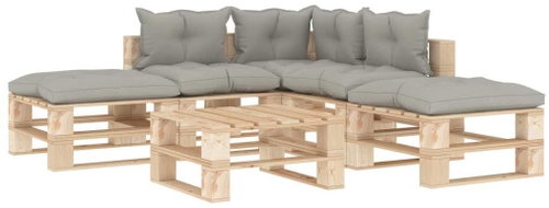6-piece garden sofa made of pallets with taupe cushions wood 3052259 3052259 - Garden Furniture - Main image