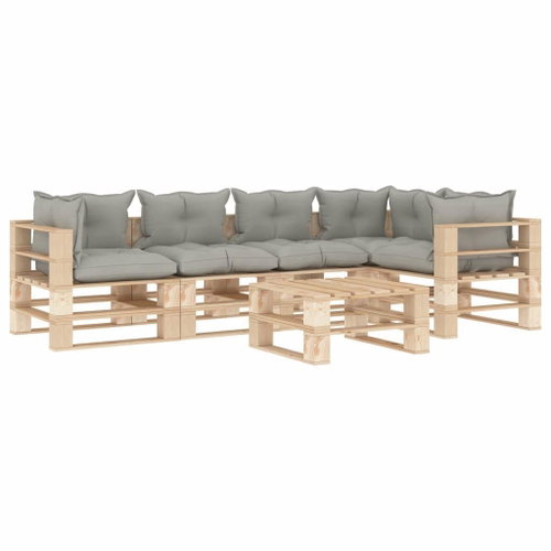6-piece garden sofa made of pallets with taupe cushions wood 3052263 3052263 - Garden Furniture - Main image