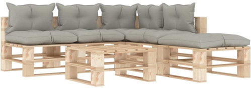 6-piece garden sofa made of pallets with taupe cushions wood 3052269 3052269 - Garden Furniture - Main image