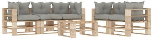 6-piece garden sofa made of pallets with taupe cushions wood 3052273 3052273 - Garden Furniture - Main image