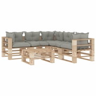 6-piece garden sofa made of pallets with taupe cushions wood 3052274 3052274 - Garden Furniture