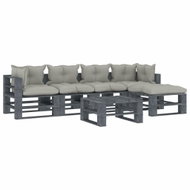 6-piece garden sofa made of pallets with taupe cushions wood 3052558 3052558 - Garden Furniture