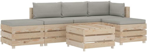 6-piece garden sofa made of pallets with taupe cushions wood 3051783 3051783 - Garden Furniture - Main image