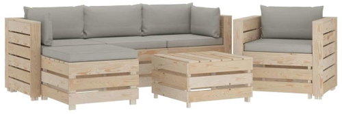 6-piece garden sofa made of pallets with taupe cushions wood 3051786 3051786 - Garden Furniture - Main image