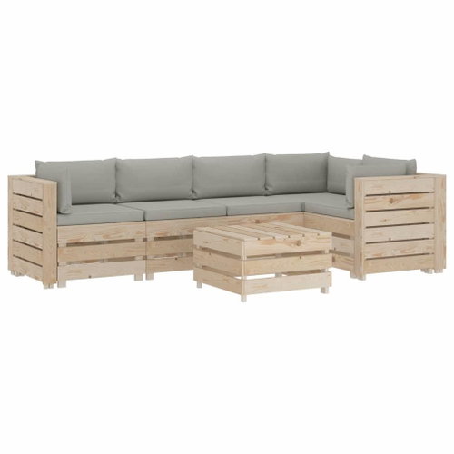 6-piece garden sofa made of pallets with taupe cushions wood 3051787 3051787 - Garden Furniture - Main image