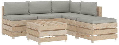 6-piece garden sofa made of pallets with taupe cushions wood 3051793 3051793 - Garden Furniture - Main image