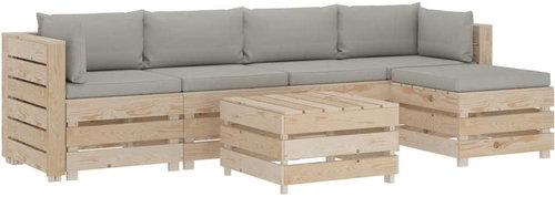 6-piece garden sofa made of pallets with taupe cushions wood 3051794 3051794 - Garden Furniture - Main image