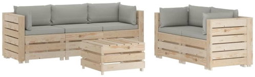 6-piece garden sofa made of pallets with taupe cushions wood 3051796 3051796 - Garden Furniture - Main image