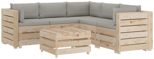 6-piece garden sofa made of pallets with taupe cushions wood 3051797 3051797 - Garden Furniture - Main image