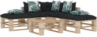 6-piece garden set made of pallets + angled and flowered cushions 3052331 3052331 - Garden Furniture