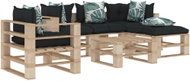 6-piece garden set made of pallets + angled and flowered cushions 3052334 3052334 - Garden Furniture