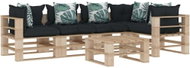 6-piece garden set made of pallets + angled and flowered cushions 3052335 3052335 - Garden Furniture