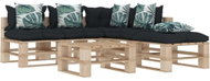 6-piece garden set made of pallets + angled and flowered cushions 3052341 3052341 - Garden Furniture
