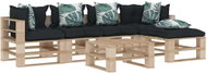 6-piece garden set made of pallets + angled and flowered cushions 3052342 3052342 - Garden Furniture