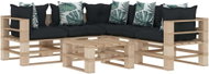 6-piece garden set made of pallets + angled and flowered cushions 3052346 3052346 - Garden Furniture