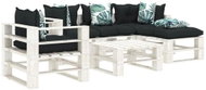 6-piece garden set made of pallets + angled and flowered cushions 3052478 3052478 - Garden Furniture