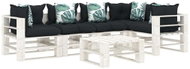 6-piece garden set made of pallets + angled and flowered pillows 3052479 3052479 - Garden Furniture