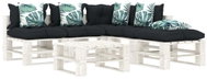 6-piece garden set made of pallets + angled and flowered cushions 3052485 3052485 - Garden Furniture