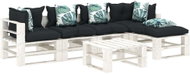 6-piece garden set made of pallets + angled and flowered cushions 3052486 3052486 - Garden Furniture