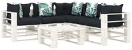 6-piece garden set made of pallets + angled and flowered cushions 3052490 3052490 - Garden Furniture