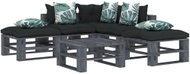 6-piece garden set made of pallets + angled and flowered cushions 3052619 3052619 - Garden Furniture