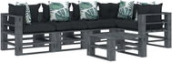 6-piece garden set made of pallets + angled and flowered cushions 3052623 3052623 - Garden Furniture