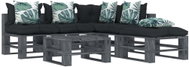 6-piece garden set made of pallets + angled and flowered cushions 3052629 3052629 - Garden Furniture