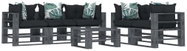6-piece garden set made of pallets + angled and flowered cushions 3052633 3052633 - Garden Furniture