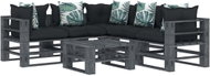6-piece garden set made of pallets + angled and flowered cushions 3052717 3052717 - Garden Furniture