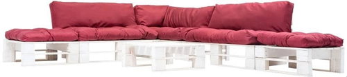 6-piece garden seating set from pallets red pillows wood 277398 277398 - Garden Furniture - Main image