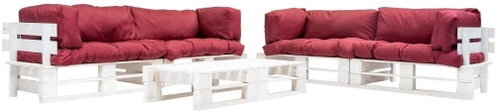6-piece garden seating set made of pallets red pillows wood 277406 277406 - Garden Furniture - Main image