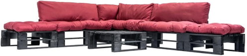 6-piece garden seating set made of pallets red cushions wood 277431 277431 - Garden Furniture - Main image