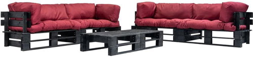 6-piece garden seating set made of pallets red cushions wood 277439 277439 - Garden Furniture - Main image