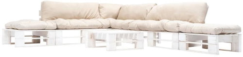 6-piece garden seating set made of pallets sand cushions wood 277396 277396 - Garden Furniture - Main image